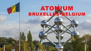 The Atomium, a famous landmark in Brussels (Belgium). 4K external views of the attraction