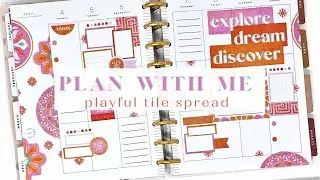 PLAN WITH ME | PINK & ORANGE PLAYFUL TILE SPREAD | THE HAPPY PLANNER
