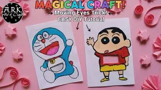 🤯 Moving Eyes Card Trick! (Doraemon & Shin-chan) Easy Paper Magic DIY | 5 Minute Craft! #viral #art 