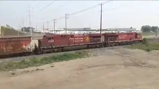 CP 8807 Leads CP 498 (Mixed) East At Glenmore, Calgary AB.CP Brooks Subdivision