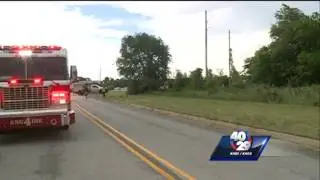 Power pole hit by lightning in Rogers