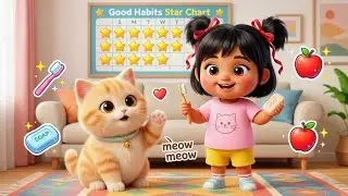 Good Habits Song in Hindi for Kids | Mimi Meow-Meow ke Saath | Brush Wash Share