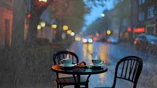 Rainy Night Café Ambience 🌧 Peaceful Piano for Stress Relief & Sweet Rest