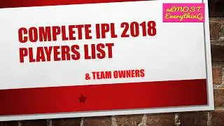 COMPLETE IPL 2018 PLAYERS LIST