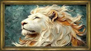 Beautiful White Lion Wallpaper Art &ndash; 4K Framed TV Screensaver