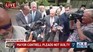 Mayor LaToya Cantrell's attorney Eddie Castaing leaves federal court after her 'not guilty' plea