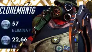 CLONEMAN16 INSANE ROADHOG! 57 ELIMS! [ OVERWATCH SEASON 21 TOP 500 ]