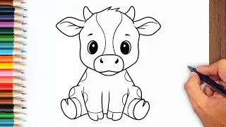 How to draw Baby Cow step by step - Cute Cow Drawing Ideas