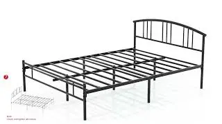 Assemble: VECELO 14 inch Full/Queen Size Bed Frame Metal Platform Mattress Foundation with headboard