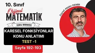 2025-26 10.Sınıf Matematik Orijinal Yayınları SB / Karesel Fonksiyonlar Test-1 (sayfa 192-193)