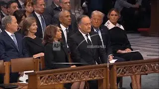 Former US presidents, President-elect Trump and rival Harris at Jimmy Carter's Washington funeral
