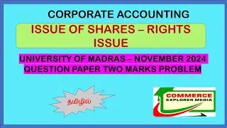 Corporate accounting - Issue of shares - Rights issue - Nov 2024 question paper