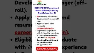 BOBCAPS BDM Recruitment 2025 &ndash; 80 Posts | Apply by Email Before July 31!