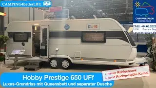 Caravan-Salon 2022: Hobby Prestige 650 UFf I Luxus - Wohnwagen mit Queensbett und separater Dusche