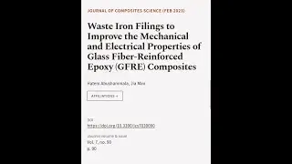 Waste Iron Filings to Improve the Mechanical and Electrical Properties of Glass Fiber... | RTCL.TV