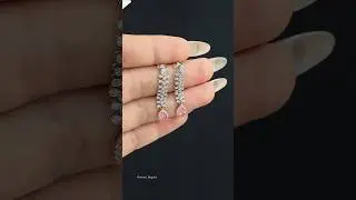 Серьги золото Au750, Центральный бриллиант 0.78ct. fancy pink, чистота VS. Бриллианты 0.486ct. #gems
