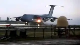 Plane takes off from flooded runway
