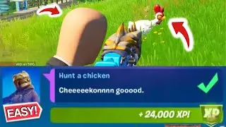 Fortnite HUNT A CHICKEN Easy Location! How to complete HUNT A CHICKEN fortnite week 3 Quest!