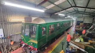 Dram Tram leaving the shed