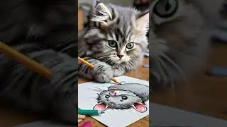 The cat draws the mouse