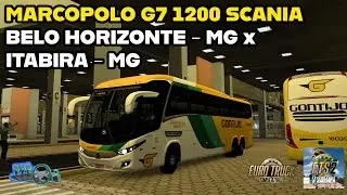 MARCOPOLO G7 1200 SCANIA, VIAGEM SIMULADA NO TRAJETO BELO HORIZONTE - MG x ITABIRA - MG, MAPA EAA.
