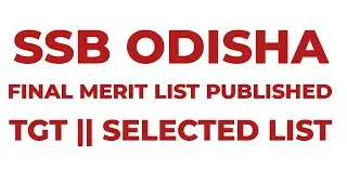 SSB TGT || FINAL SELECTION LIST