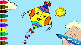 How to Draw a Kite Step-by-Step 🪁 | Kite Festival & Makar Sankranti Special