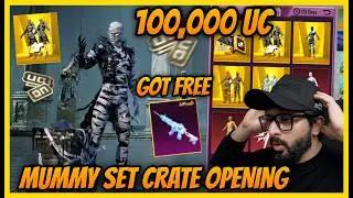 🔥MUMMY SET CRATE OPENING l 100000 UC MUMMY SUIT CRATE OPENING l Mummy set crate opening trick BGMI