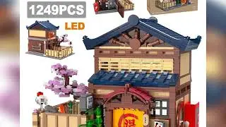 #Cada Japanese Sushi HouseBricks Shop LED Japanese Steamed Bun House Building Blocks Summer Cafe ca