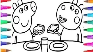 Peppa pig  drawing, Coloring and painting for kids and toddlers|peppa pig and Suji ship playing 