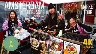 AMSTERDAM Netherlands | Albert Cuyp MARKET TOUR | 4k City SOUNDS for SLEEP