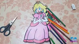 Let's Play Coloring Game: Learn How To Color The Princess Peach! Enjoy Coloring With Me!