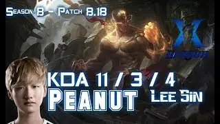 KZ Peanut LEE SIN vs NIDALEE Jungle - Patch 8.18 KR Ranked