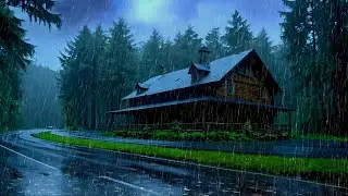 Night Rain Escape 🌧️ Thunder at a House Near the Forest