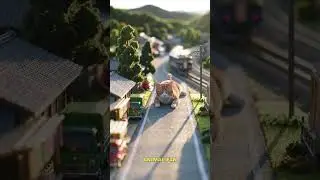 Giant Cat Takes Over Miniature Town 🚂😺 | Cutest Traffic Jam Ever!