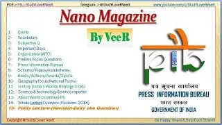 Nano Magazine: 24 November, 2017- PIB, History, Geography, Scheme (UPSC/SSC/IBPS/PSC/Bank) By VeeR
