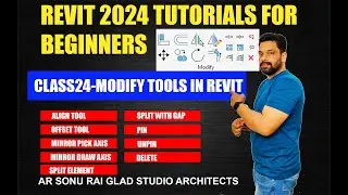 Revit Architecture 2024 tutorials for beginners II Modify tools in Revit (A) (class-24)