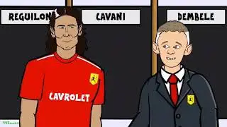 Kartun Edison Cavani dan jadon Sancho no 7 Manchester united