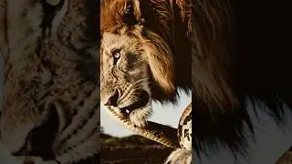 Crushed by Coils: Lion Falls to Giant Python#PythonVsLion#WildlifeBattle #ApexPredators#PythonAttack
