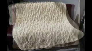 Handmade cable knit ivory mohair blanket by SuperTanya