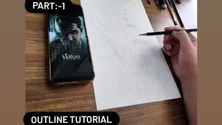 venom drawing start // Tom Hardy part:-1 outline tutorial