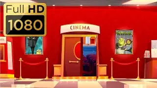 Cartoon background - Movie theater - Chroma key elements.