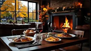 Cozy Sunday Pub Lunch by the Fire | Fireplace Jazz Sounds & Comforting Atmosphere ✨🍷