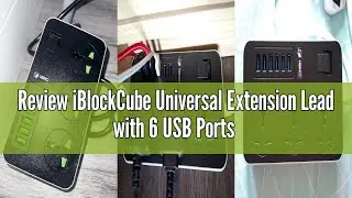 Review iBlockCube Universal Extension Lead with 6 USB Ports | 2 Meter Cable Power Strip Surge Protec