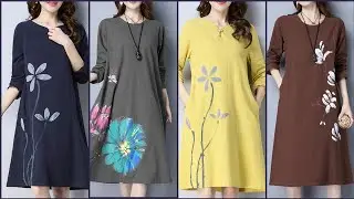 Casual And Classy Stylish Cotton Loose Fitting Midi Dresses /Shift Dresses For Girls