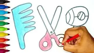 Hair Dryer and Comb Drawing and Colouring for Kids and Beginners| How to Draw Hair Dryer and Comb