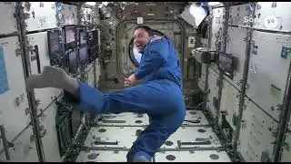 Astronaut floating in space due to flatulence aboard the ISS