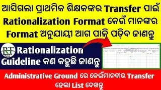 Odisha Elementary Teachers Rationalization Guidelines/Rationalization Format/TransferList Of Teacher