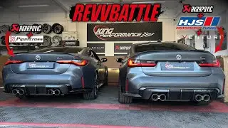 REVVBATLLE AKRAPOVIC EXHAUST vs AKRAPOVIC + HJS DOWNPIPES + EVENTURI passend für BMW M4 G82 M3 G80
