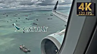 Cathay A321neo landing in Singapore Changi International Airport (4K120FPS)